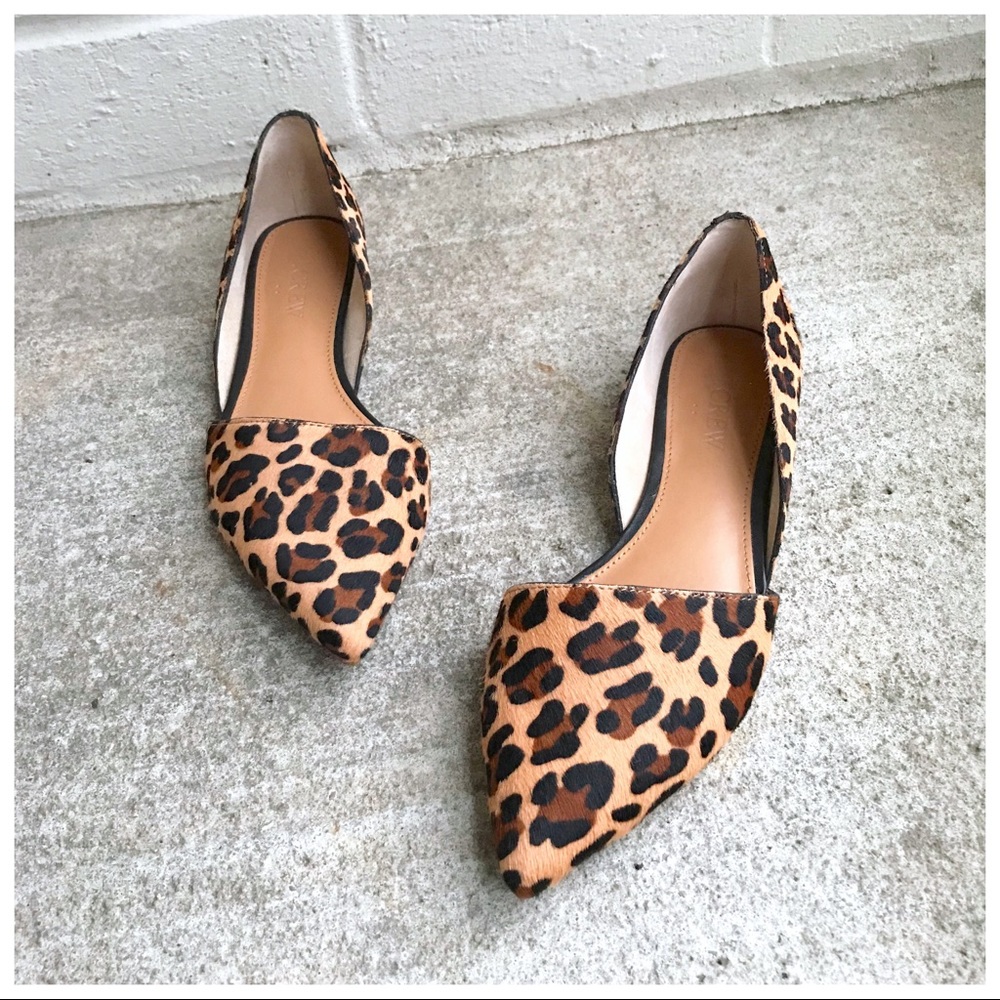 J. Crew Factory Calf Hair Leopard D’Orsay Flats - Picture 1 of 6